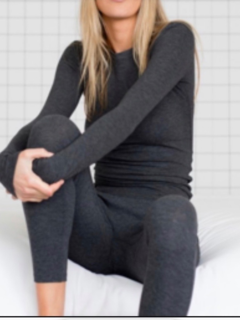 Lunya Restore Organic Pima Long Sleeve Crew Neck Top Sz L